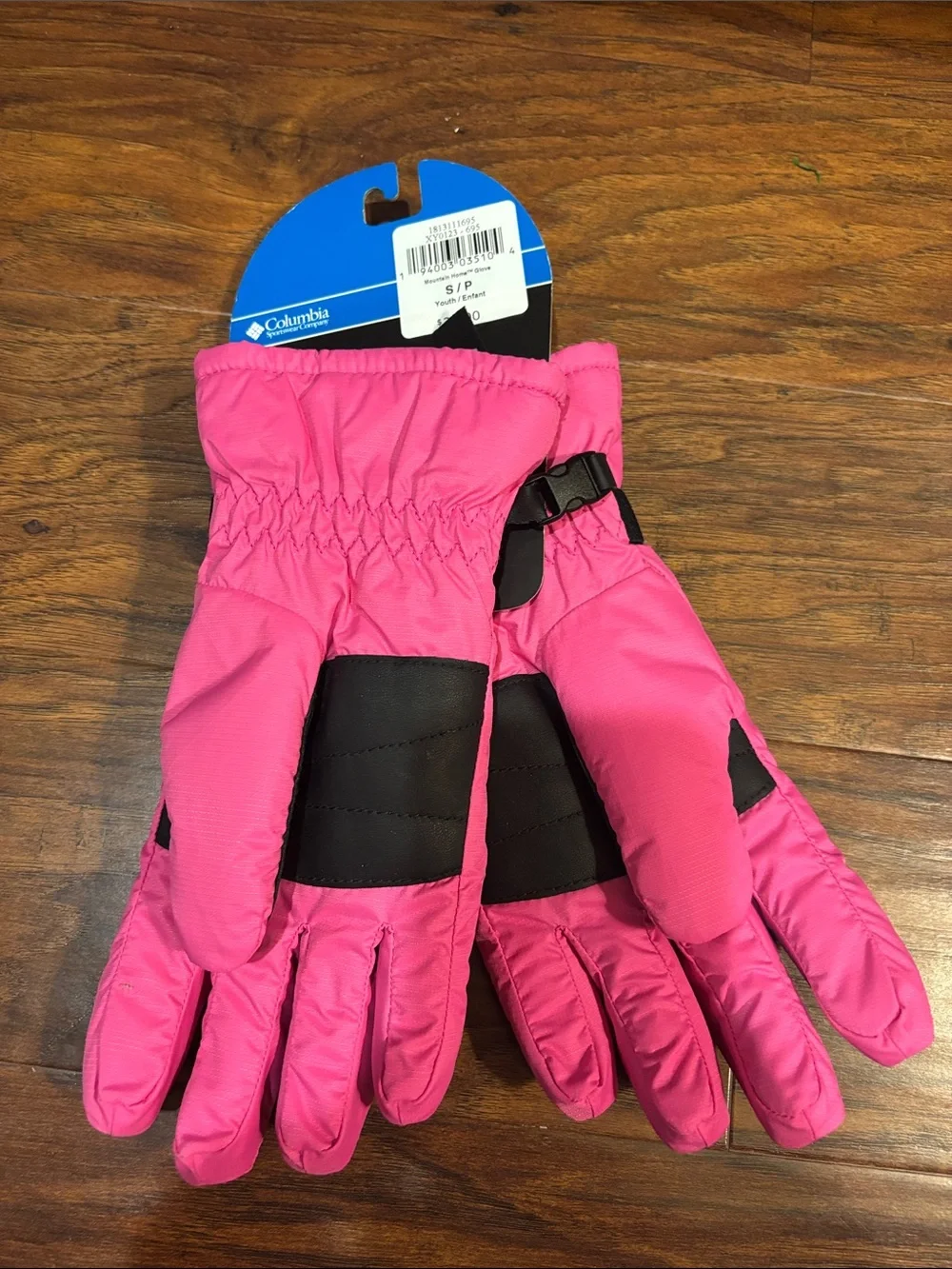 Columbia Pink Winter Gloves with Black Strap